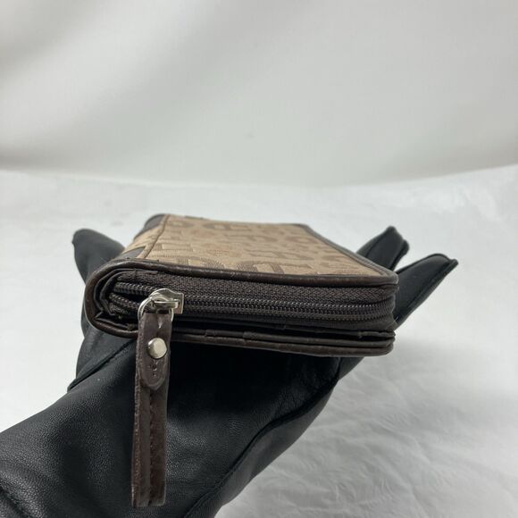 Etiennne Aigner Wallet Logo Fabric With Leather Trim Brown - Picture 14 of 16